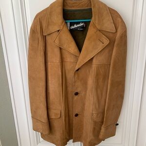 Vtg Windbreaker Van Heusen Heavy Soft Leather Jacket Vest Camel tan 48 J Keisman